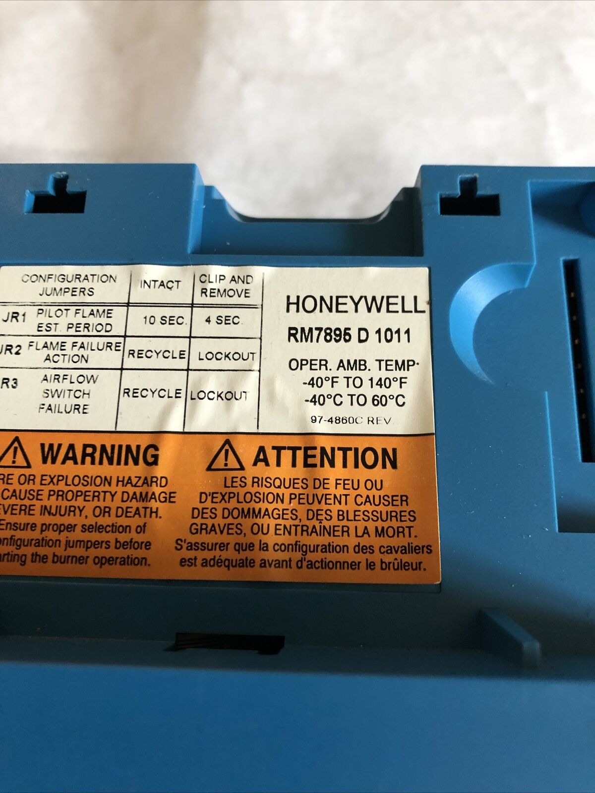 Honeywell Rm7895 D 1011 Burner Control Rm7895d1011,Eg