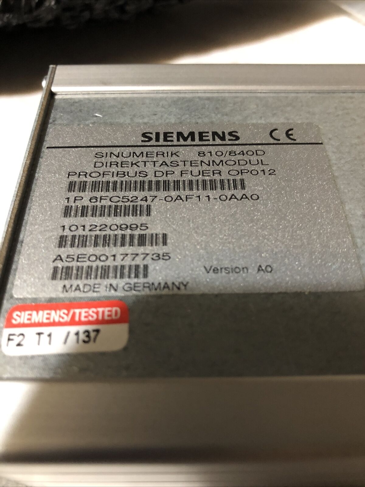 New Siemens 1P 6Fc5247-0Af11-0Aa0 Sinumerik 810/840D Profibus Direct Key,Br