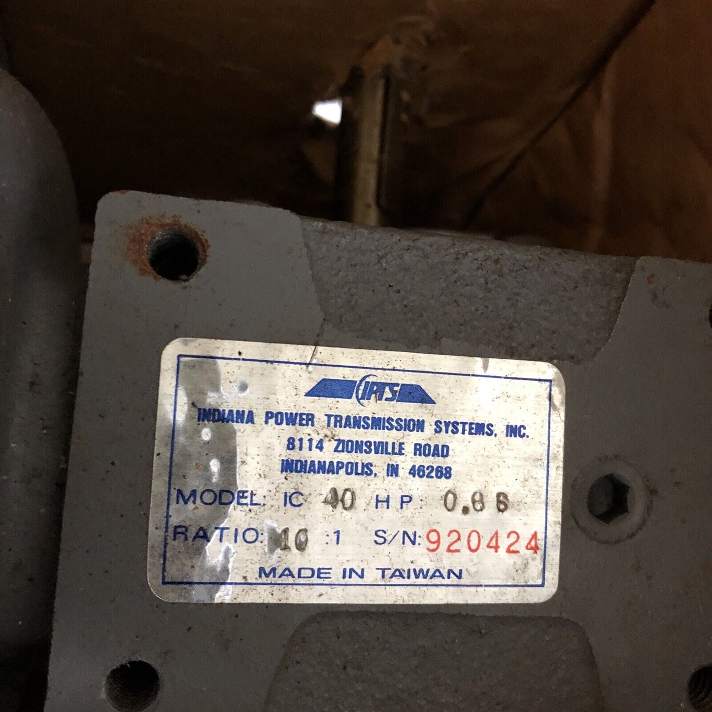 Ipts Ic-40 Gear Reducer, Ratio 10:1, Shaft Diameter: 5/8",Ipts Ic 40 Hp 0.86,Bc