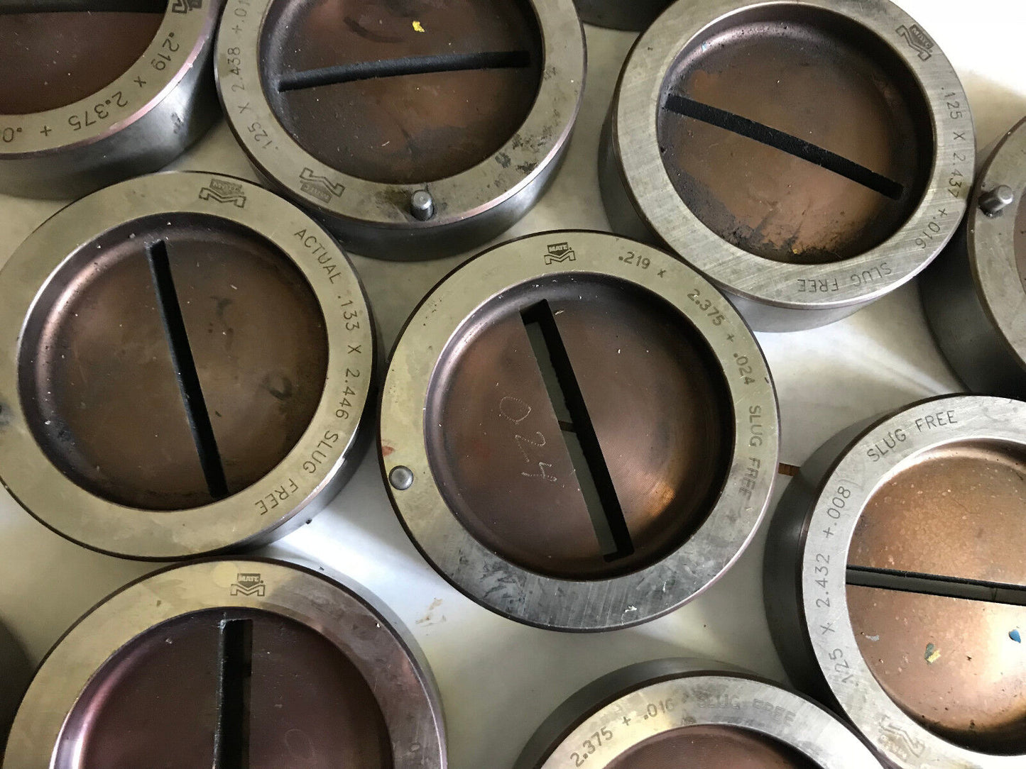 Lot 19 Mate .219X2.375 Rectangular Turret Punch Slug Free Dies,3-1/2" O.D.,Ab