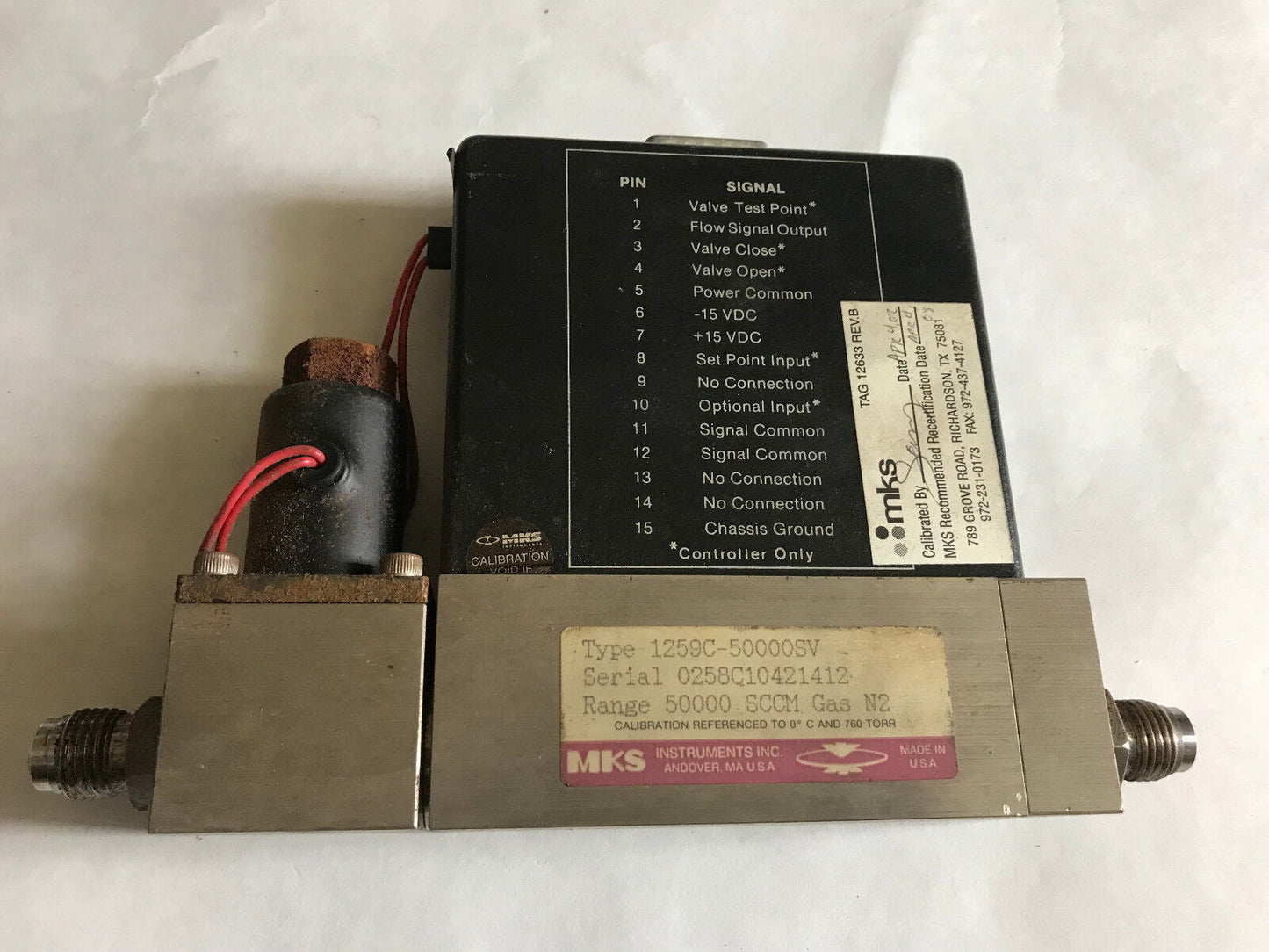 Mks Instruments 1259C-50000Sv Mass Flow Controller Range 50000 Sccm Gas N2,Sa