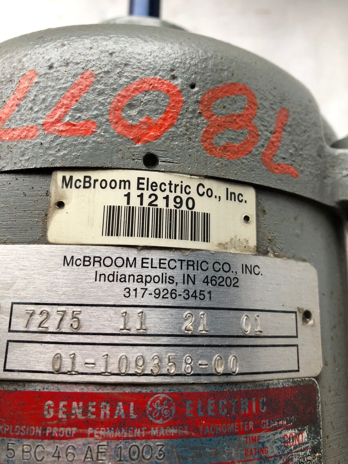 Ge General Electric 5Bc46ae1003 Dc Motor, 89.5 Vdc,1800 Rpm,Av