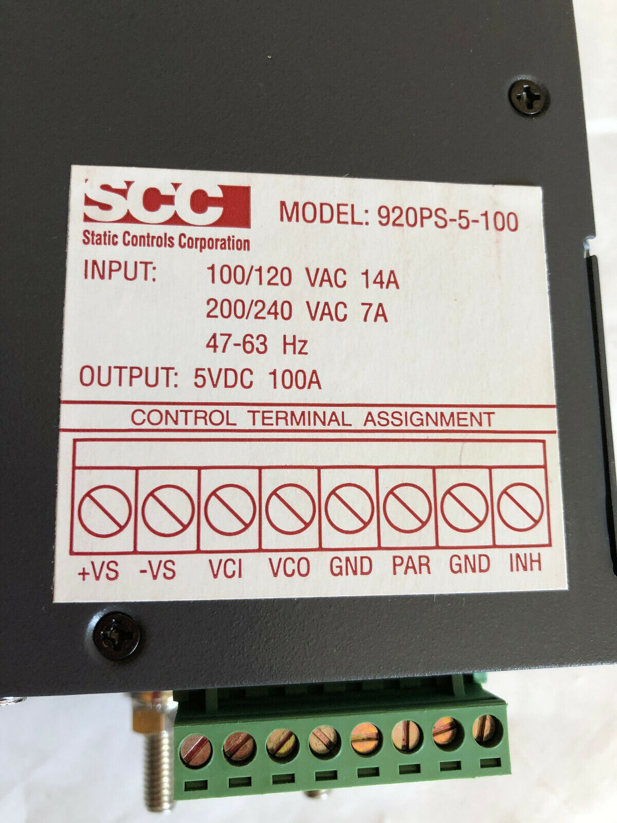 New Ssc 920Ps-5-100 Power Supply 240Vac, In 5Vdc 100A Out,Fg