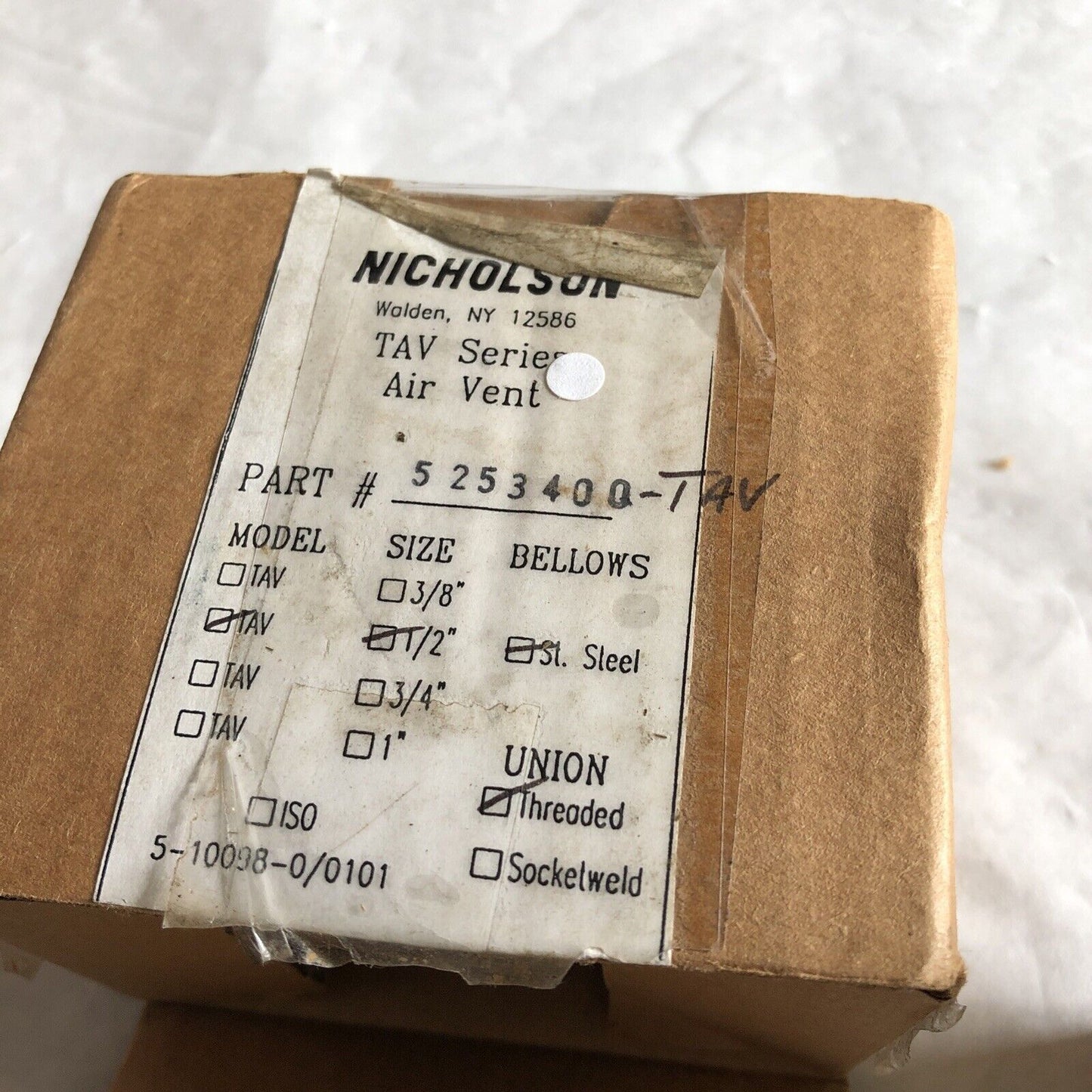 New 1/2” Npt Spence/Nicholson Tav,Ed