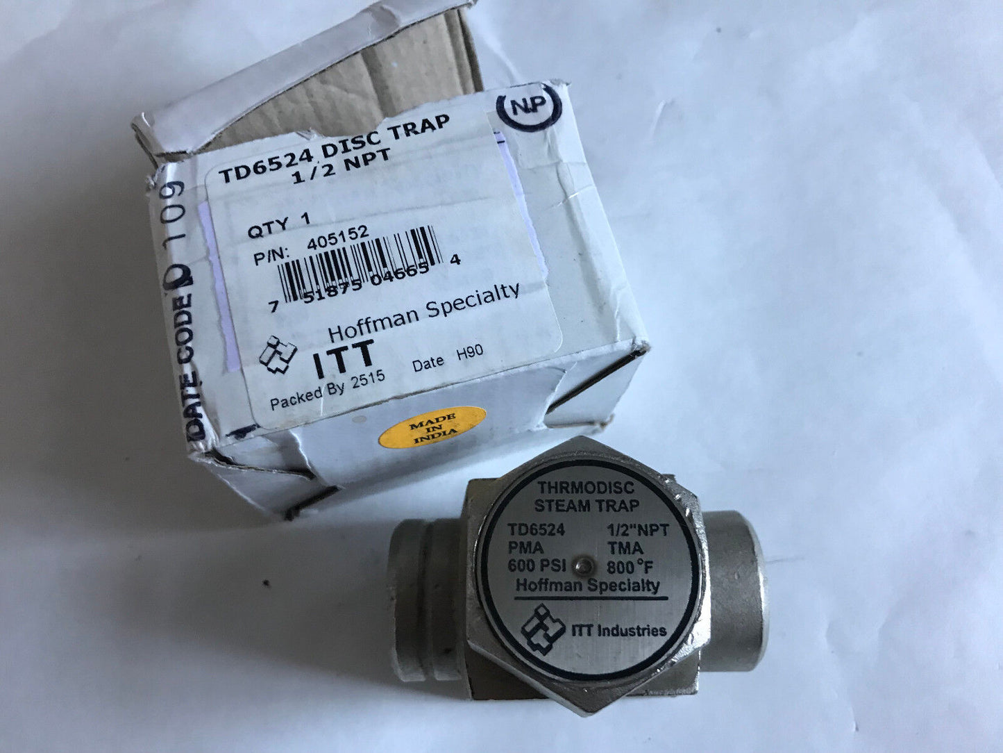 Itt 1/2" Hoffman Td6524 Specialty Thermodisc Steam Trap Td6524 Disc Valve,Br