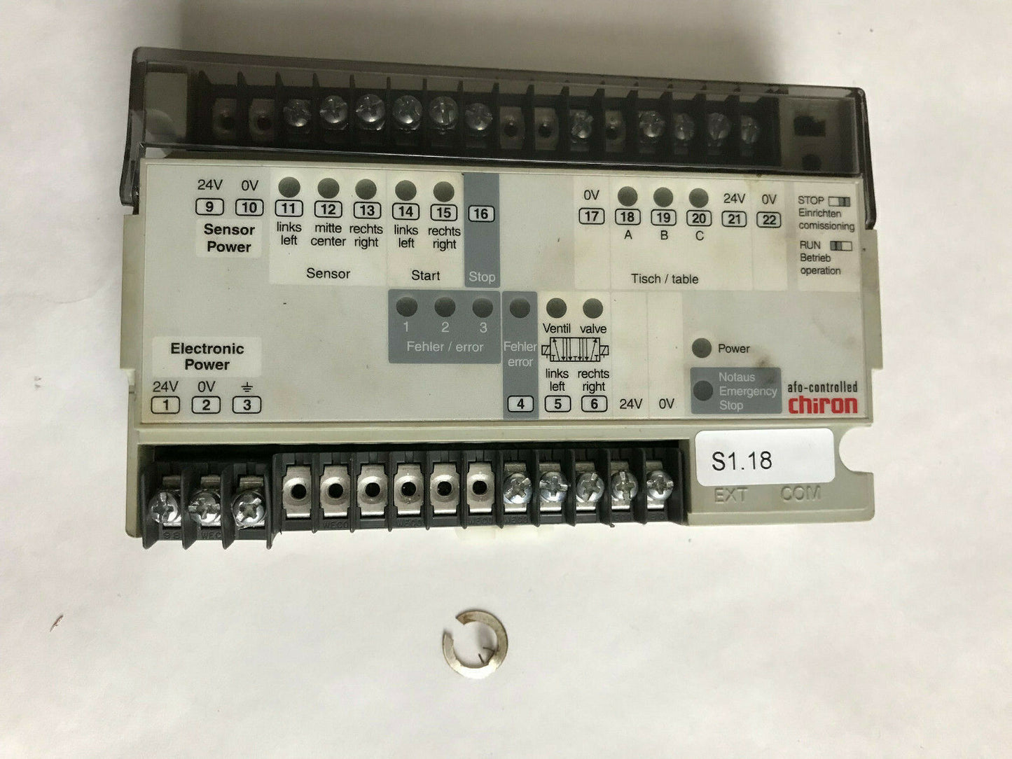 Chiron Tn533206,Fec-Fc30-Chi-M-Sa 24V Dc/10W Controller / Cpu I/O Module,Sm