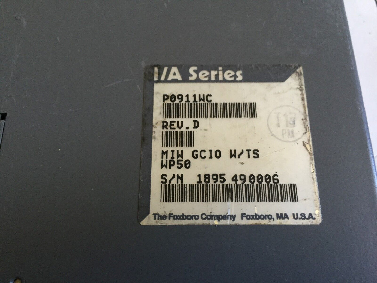Foxboro P0911wc I/A Series Miwn Gcio W/Ts Wp50,Ag100vk,Module I.D.,Rs423,Bd
