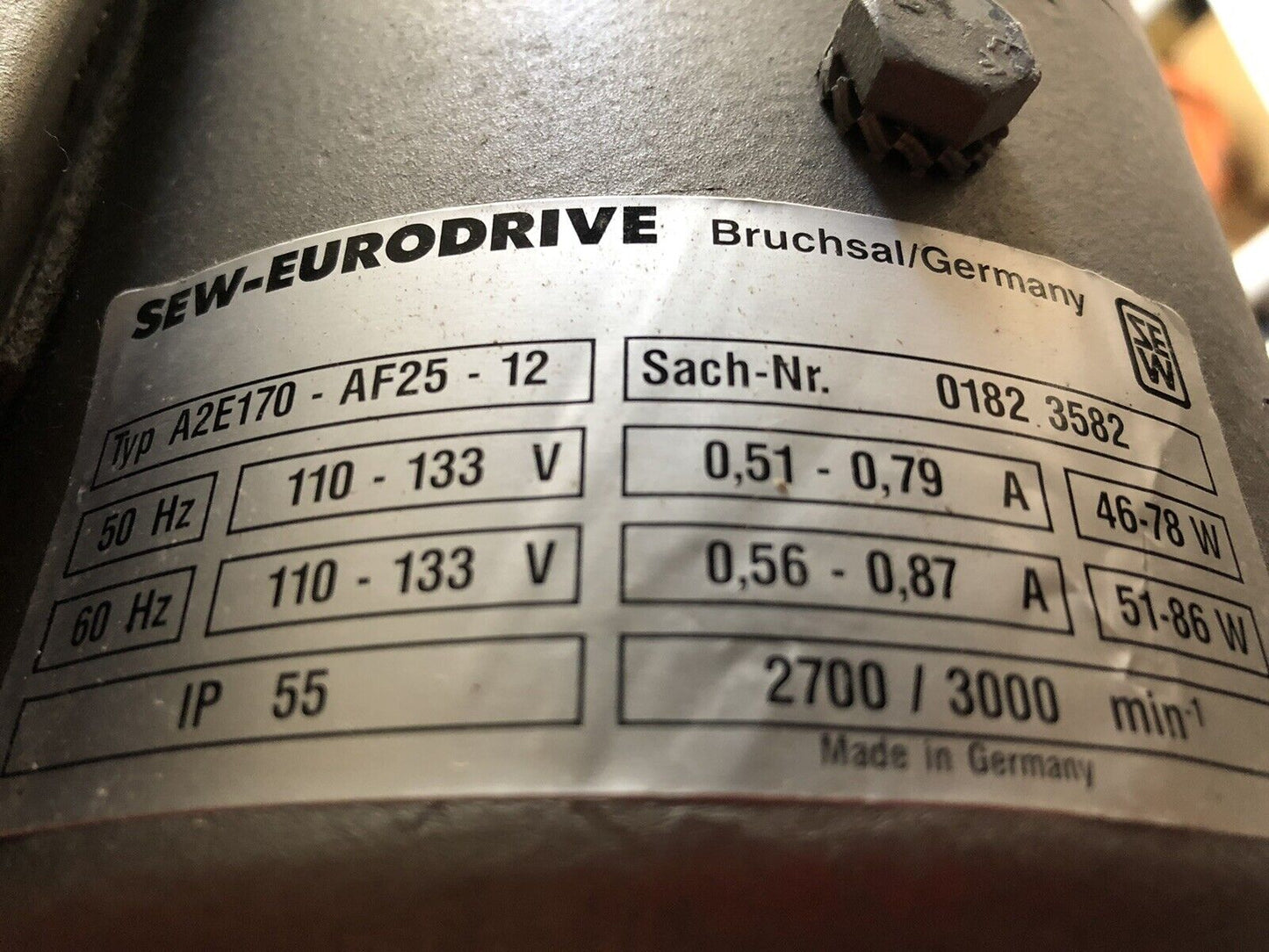 New Sew Eurodrive Waf20dt71d2ev1tvs 3Ph ,A2e170-Af25-12,0182-3582,Tb