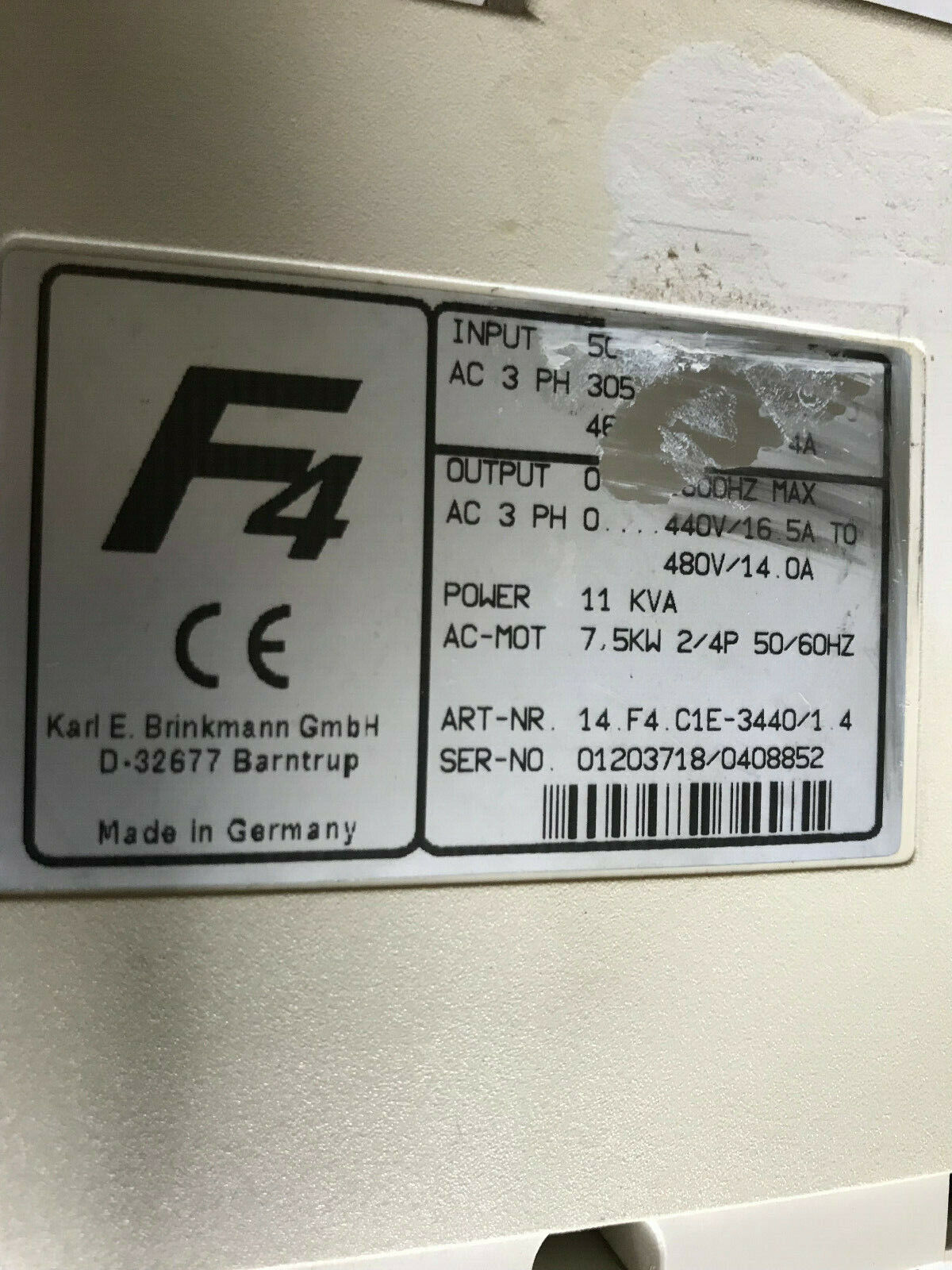 Keb Combivert 14.F4.C1e-3440/1.4,14.F4. C1e-3440/1 4,11 Kva (No Front Cover),So