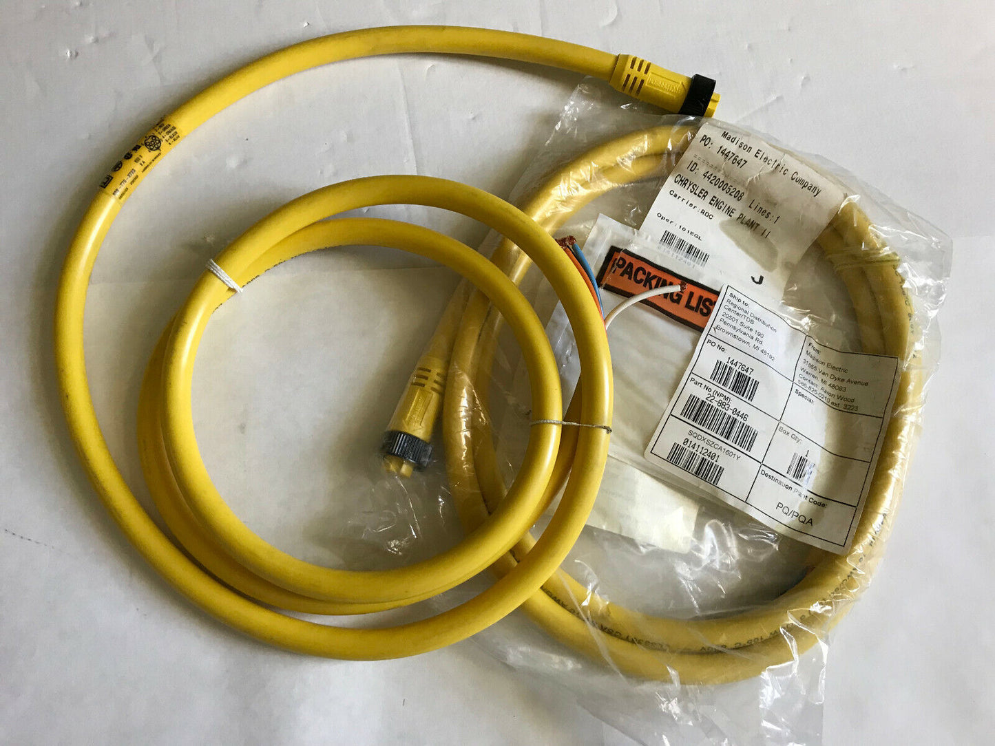 Lot 2 Square-D Xszca1601y Sensor Cables,6-Pin,6-Foot Length,E42014 16 Awg/6C,Th