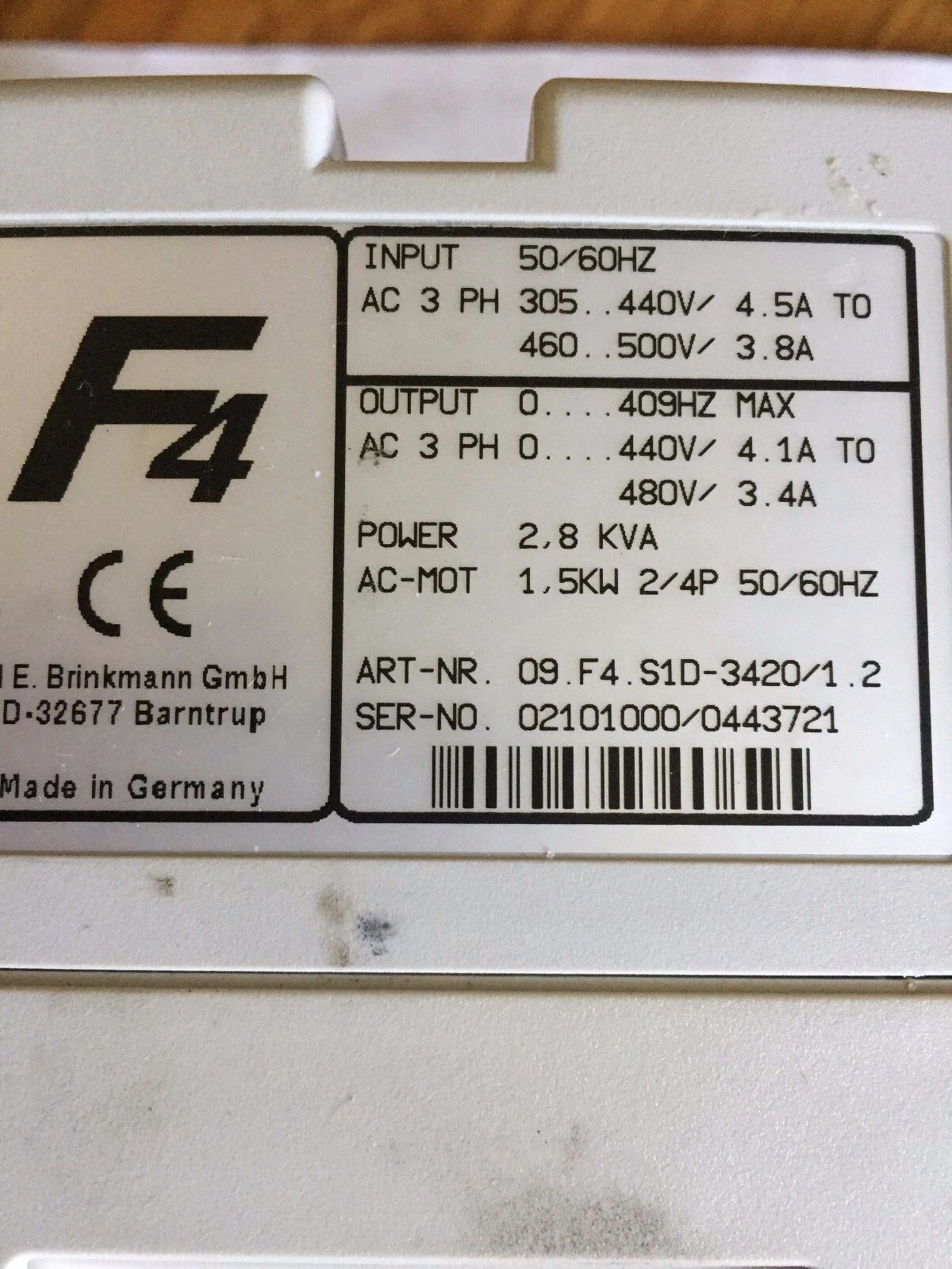 Keb 09.F4.S1d-3420/1.2 Power 2.8 Kva Keb Combivert, F4,Bw