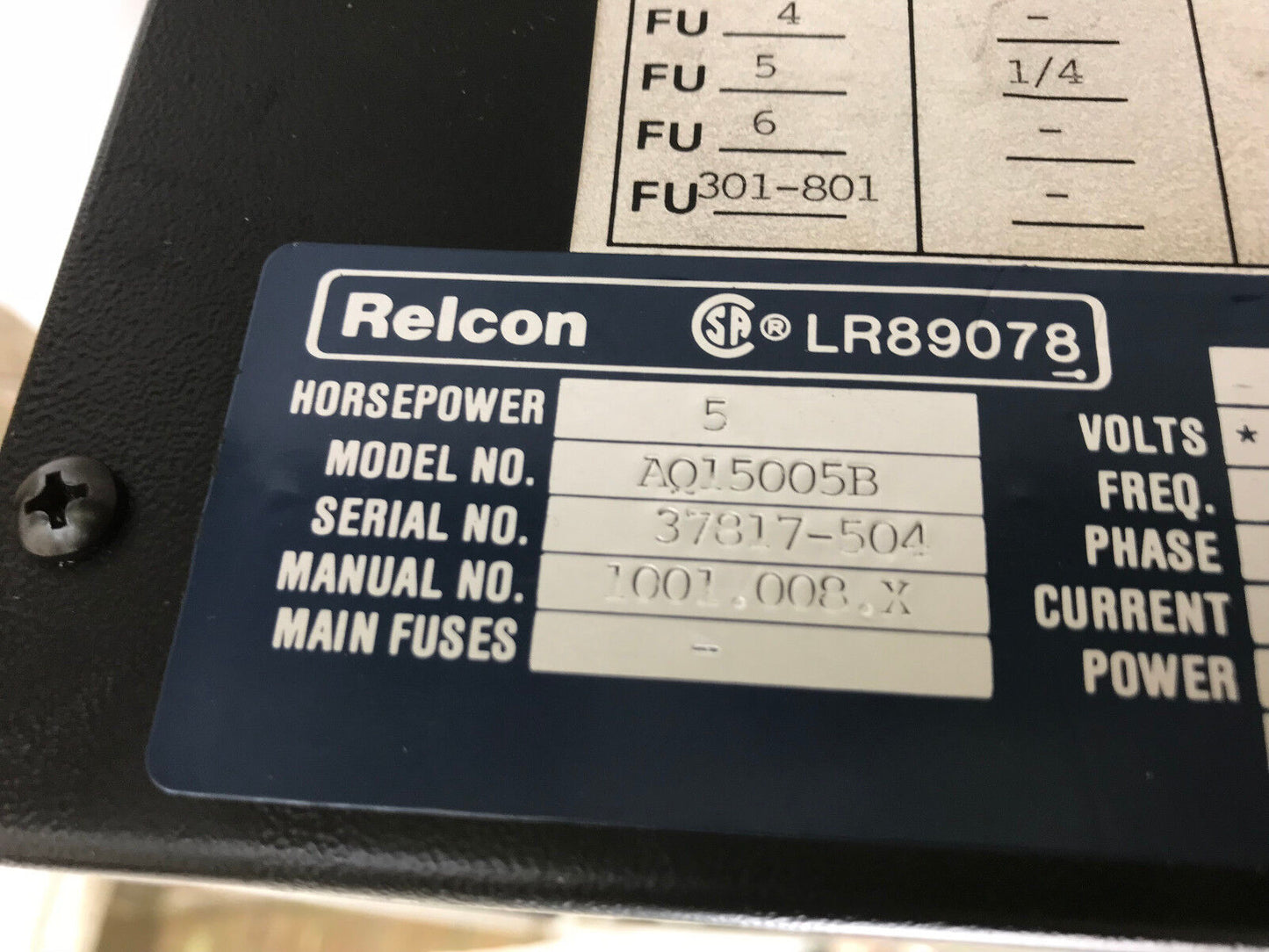 Relcon Aq15005b Ac Drive,5 Hp Lr89078,Siemens Aq15005b,Tf