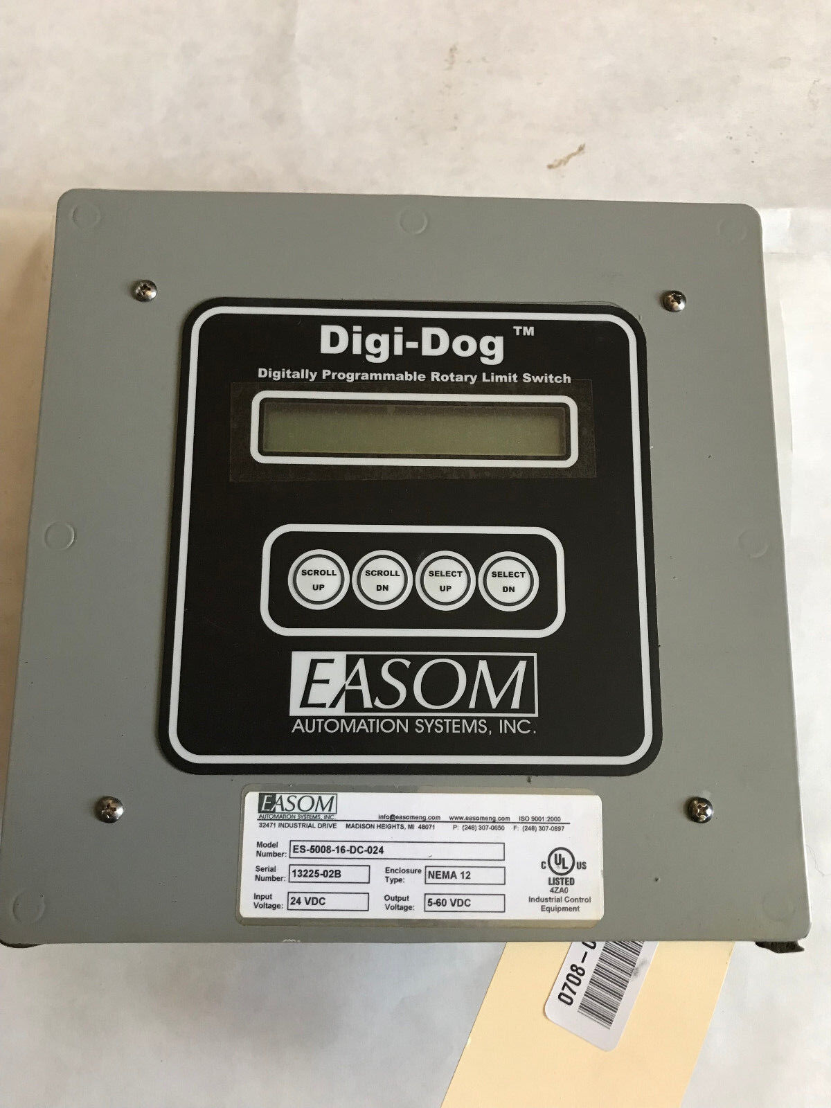 Easom Es-5008-16-Dc-024,Digi-Dog Digitally Programmable Rotary Limit Switch,Ab