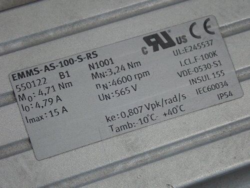 Festo Emms-As-100-S-Rs,N1001 Servo Motor Neugart Ple 80,2074146 Gear Reducer,Bm