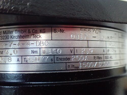 New Amk Dvsa13-7-4-4-Db0 Servo Motor,.63Kw,3500Rpm,Amk Dvsa13-7-4-4-Dbo Motor,Bs