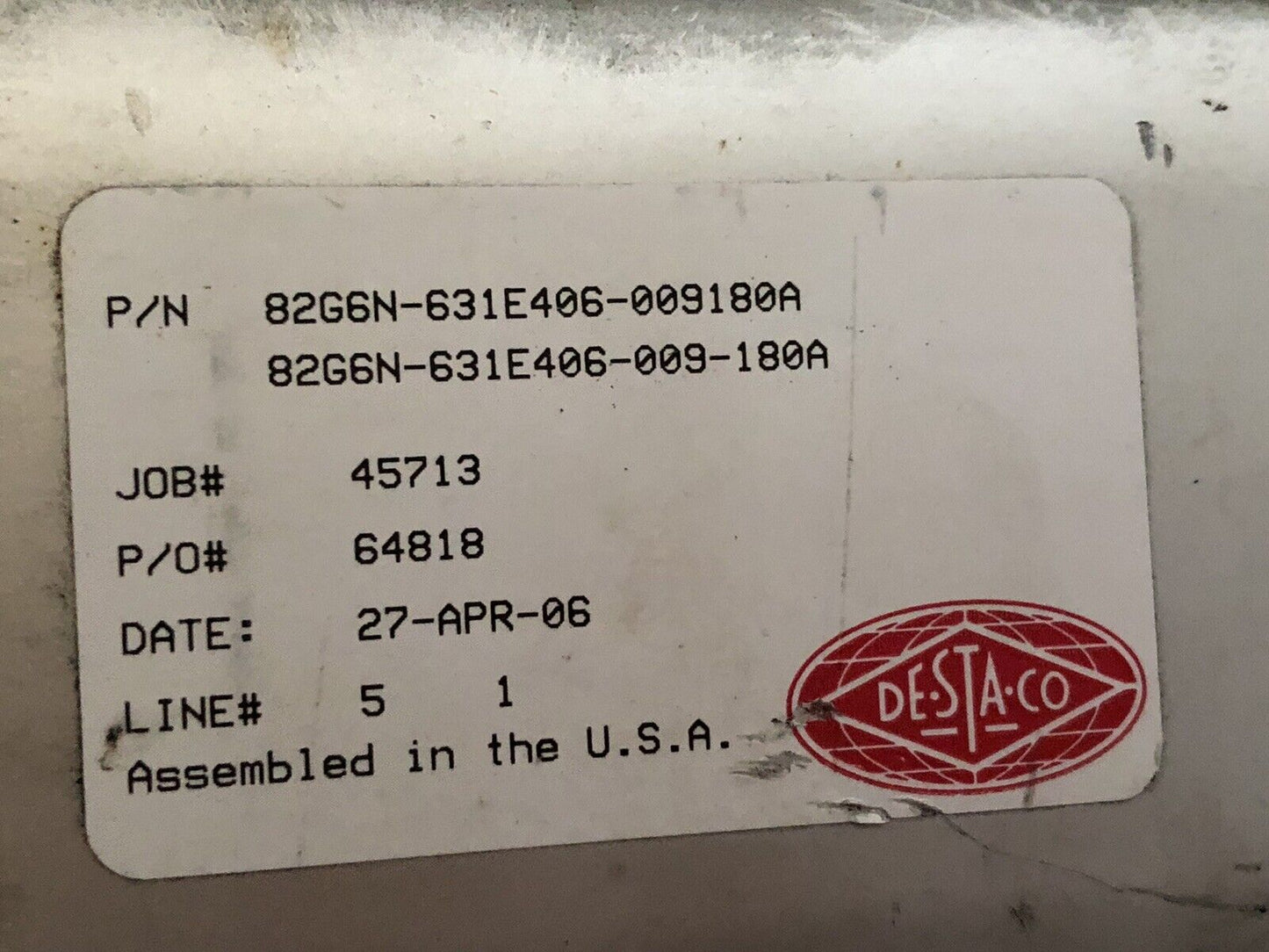 Parker Pneumatic Clamp,P82g63-3100U,Destaco, 82G6n-631E406-009180A,63Mm Dia.,Ar