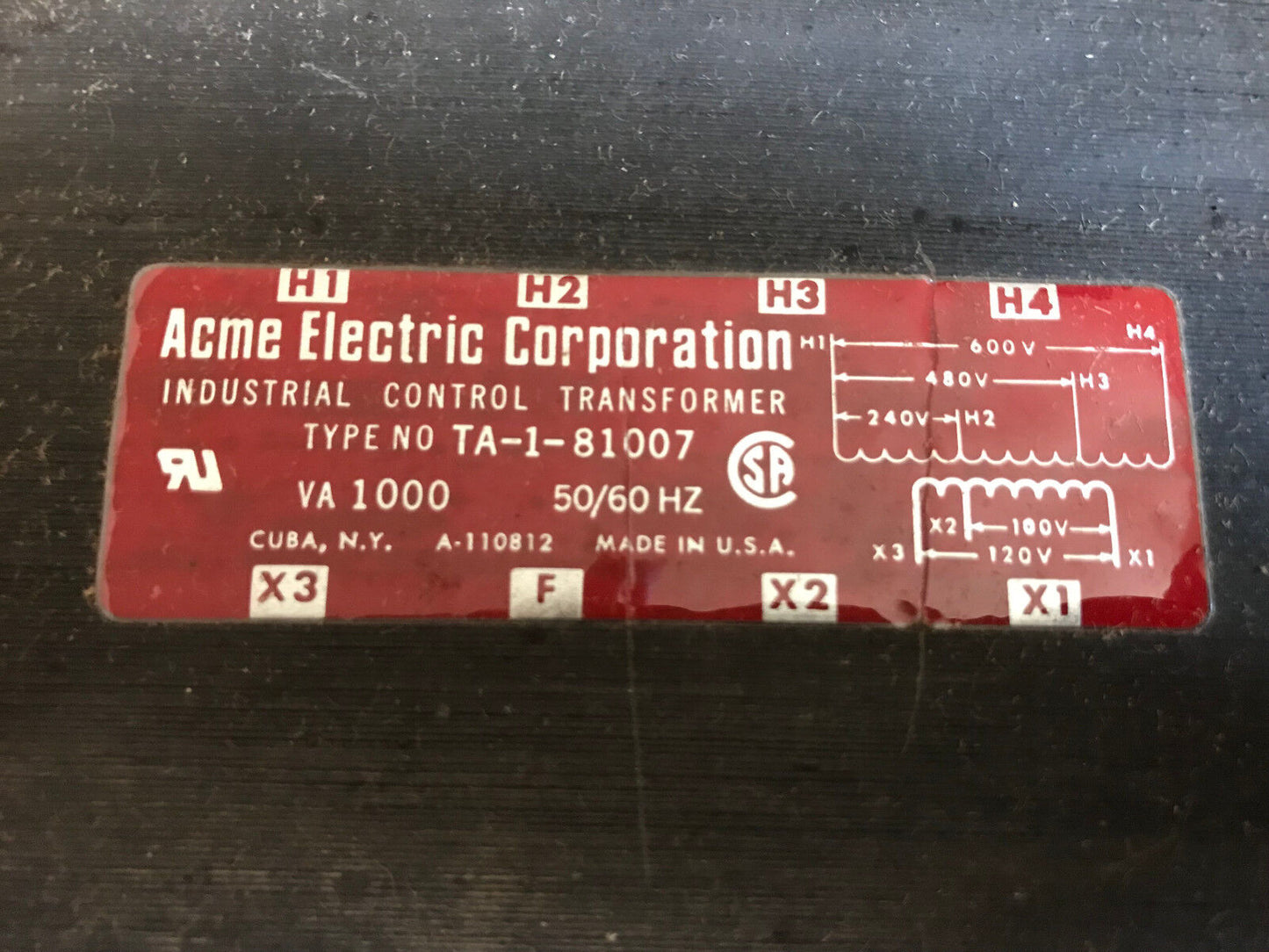 New Acme Ta-1-81007 Acme 1000Va Transformer ,Aa