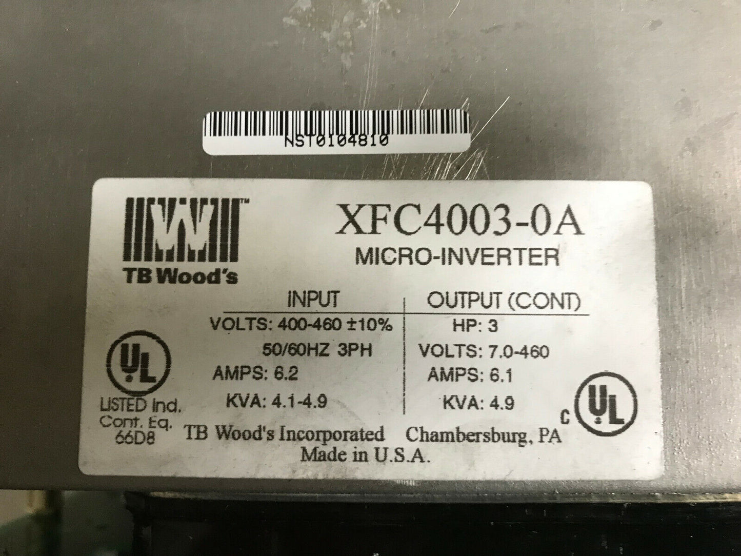 New Tb Woods Xfc4003-0A Micro-Inverter Drive,3 Hp,3-Phase,400-460V,Xfc4003-Oa,Ac