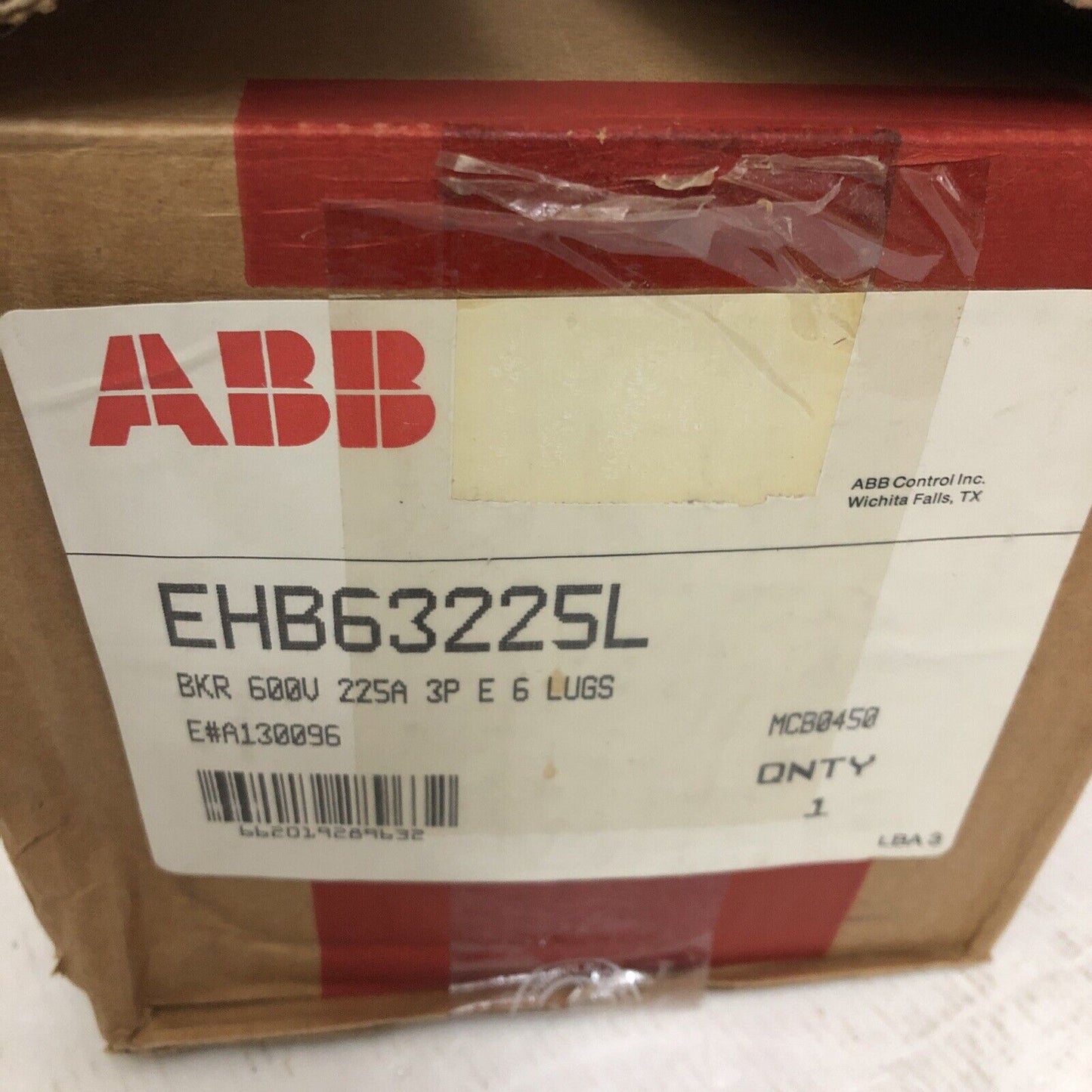 New Abb Tf2225,Es,Abb 225A,Abb Ehb63225l,Cu7al Circuit Breaker 3Pole 600V,Cz