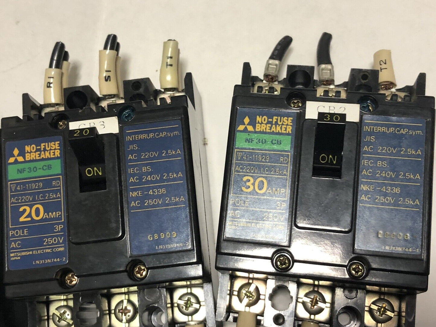 Lot 6 Mitsubishi Electric No-Fuse Breaker Nf30-Cb,Cp-B,20Amp,30 Amp,41-14668,Ek