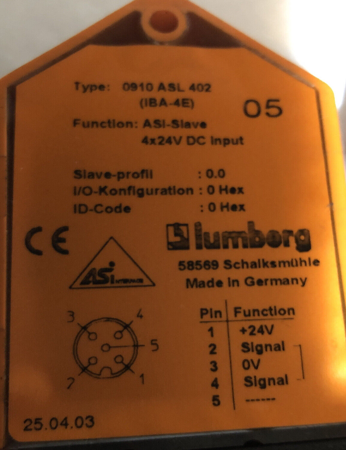 Lumberg 0910 Asl 402 As,Lumberg 0910 Asl 402 (Iba-4E) Interface Asi Slave,Br