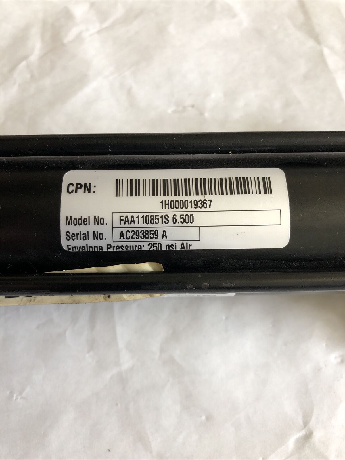 New Schrader Bellows Faa110851s 6.500 Pneumatic Cylinder,Bh