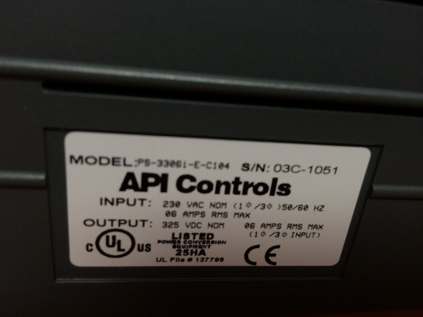 Api Ps-3306I-E-C104 Controls Servo Drive, Ps-33061-E-C104,1P/3P 2.3Kw 230V/6A,Bf