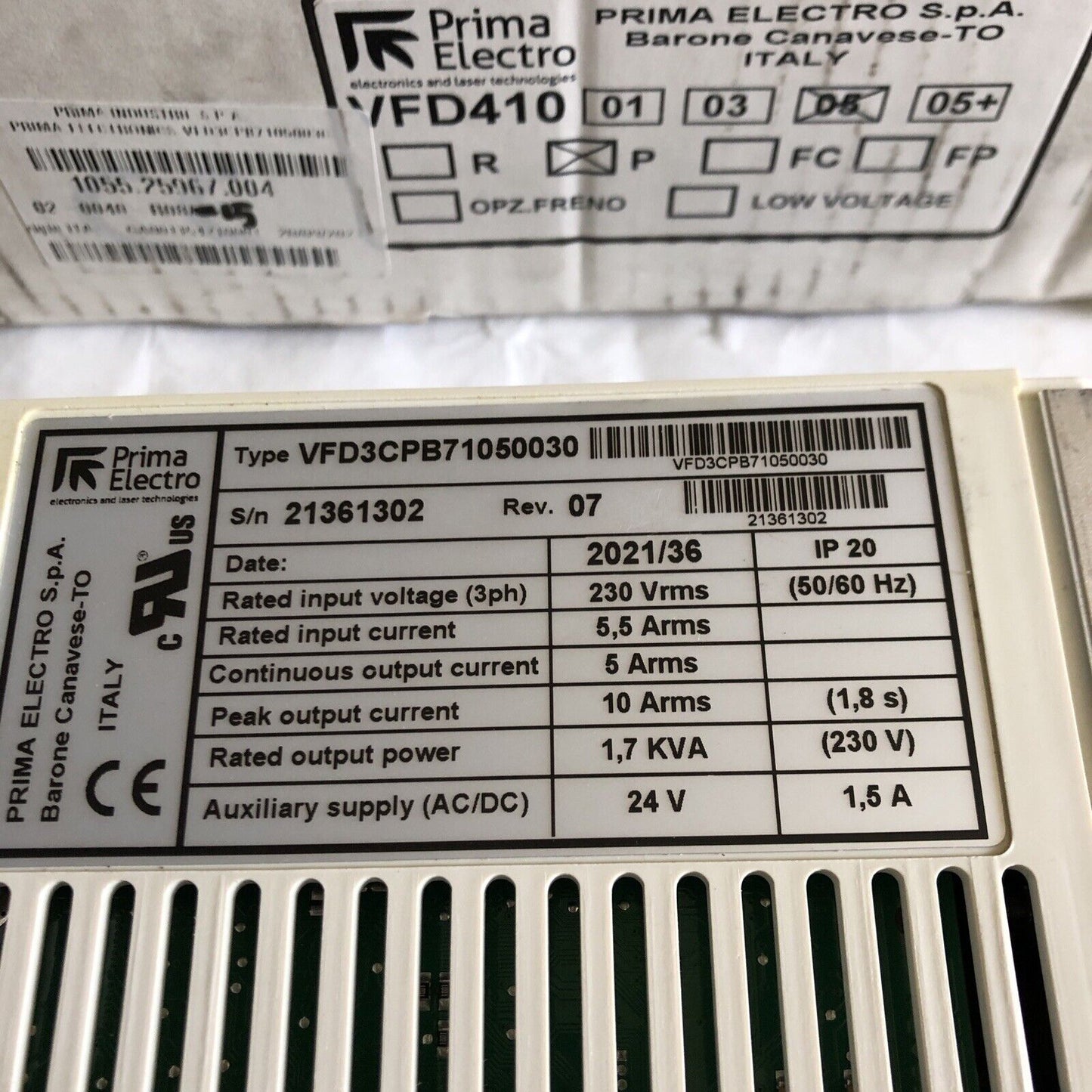 New Prima Electro Vfd3cpb71050030 Servo Drive,Prima Vfd 410,Bb