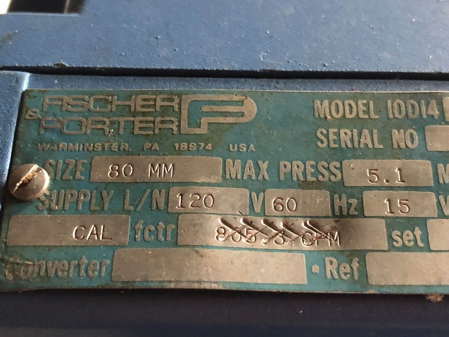 Fischer Porter Iod14 77Ah14pa19kd12cc Flowmeter Signal Converter 804.54 Gpm,Ck