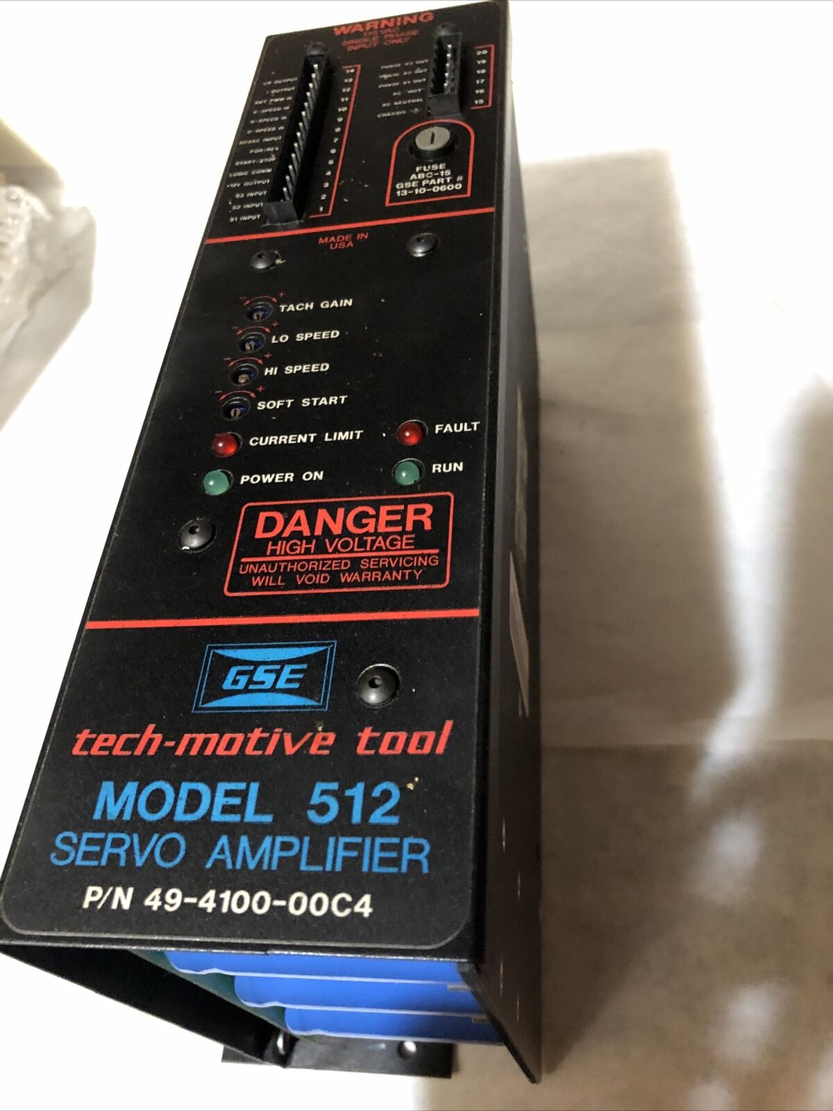 Gse Lc4co10011 Dc Bl Motor Controller,49-4100-00A4,115 Ac,160 Vdc,15 Amp,Bf