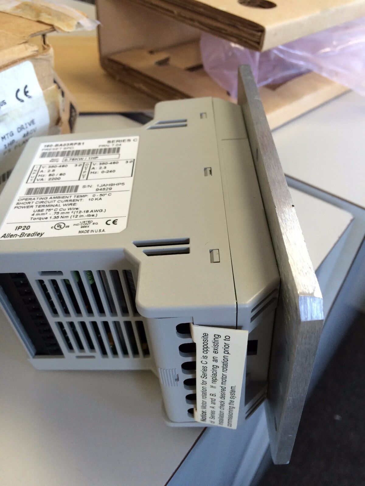 New Allen Bradley 160-Ba03rps1 Drive 1Hp 460Vac 3Ph Ps Blank Chassis Mounting,Ed