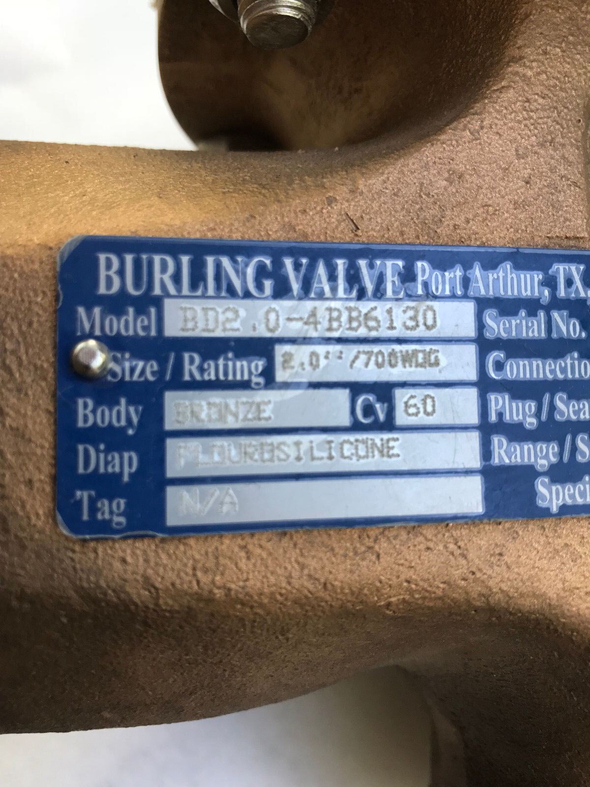 New Burling Bd2.0-4Bb6130 Valve,2" Npt Burling Valve,Tg