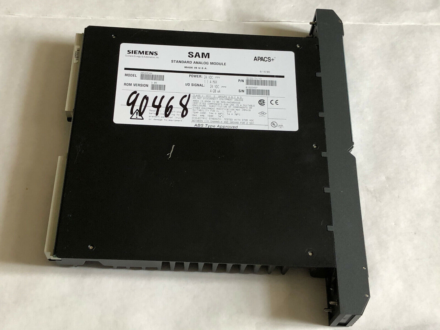 Siemens 39Samcan Apacs+,Sam,16133-71/13 Analog Module 24Vdc 1.1Amp 4-20Ma,Ei