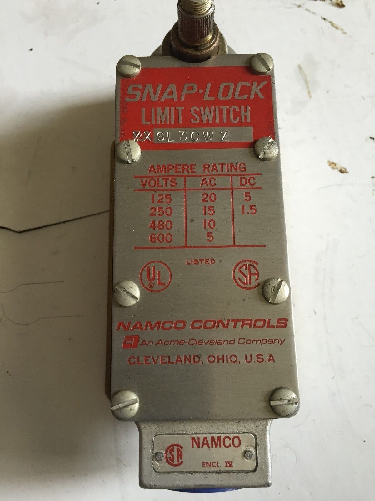 New Namco Sl3 Cw Z,Snap-Lock Ea Sl3cwz Limit Switch,600V, Xxsl3cwz ,Be