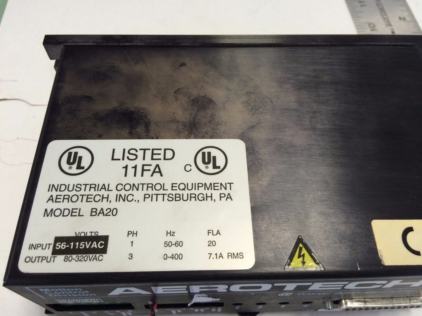Aerotech Ba20-160 Servo Amplifier,3-Ph,0-400Hz, 7.1A Rms Industrial Ba20,Em