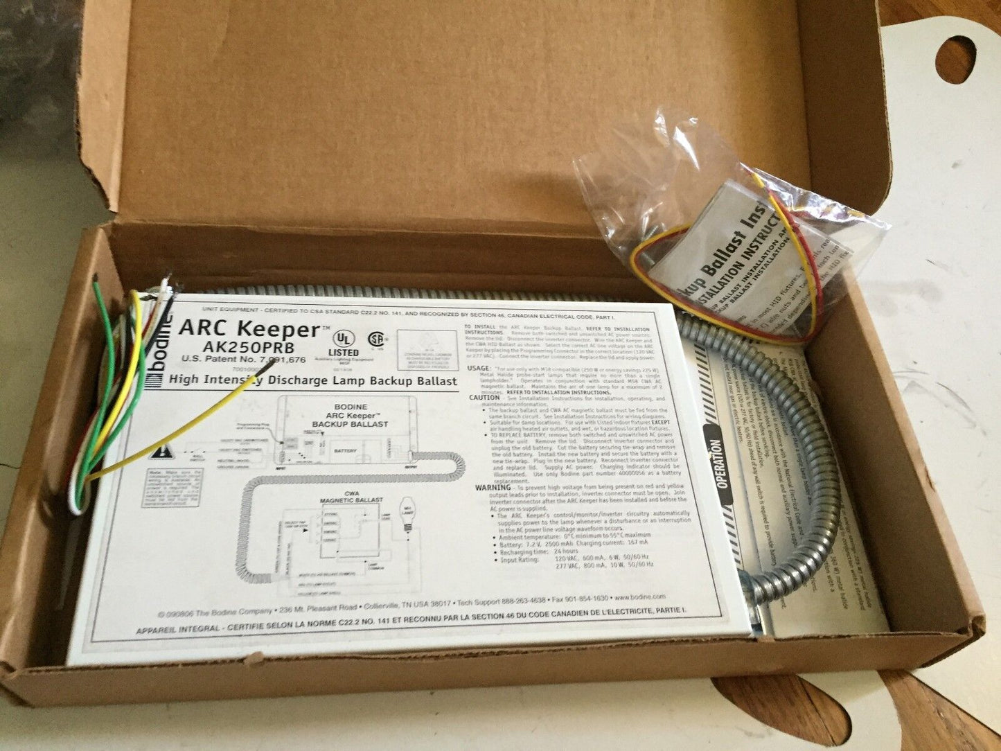 New Bodine Ak250prb Arc Keeper Discharge Lamp Intensity Backup Ballast,Tg