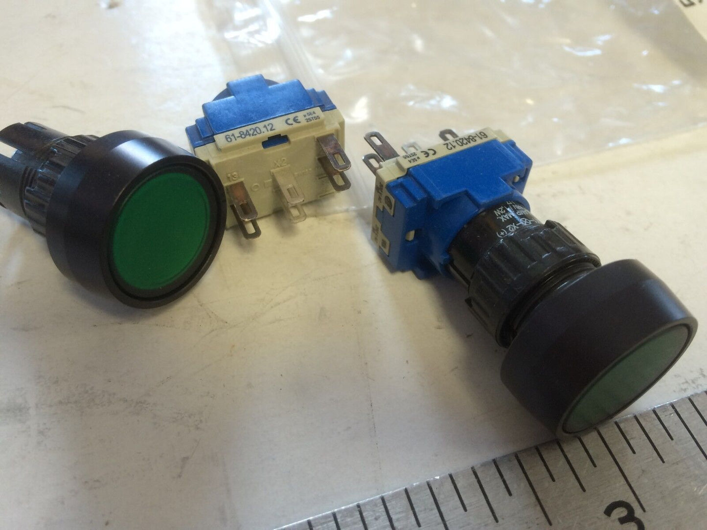 New Lot 2 Eao 61-1240.0, 61-8420.12, Pushbutton Switch Green,Ed