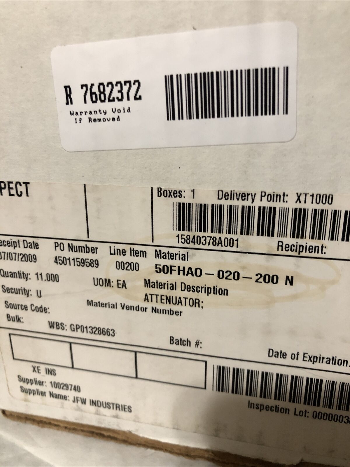 Jfw 50Fha0-020-200 N Industries Attenuator Fixed 20Db 200W 50Fhao-020-200 N,Ex