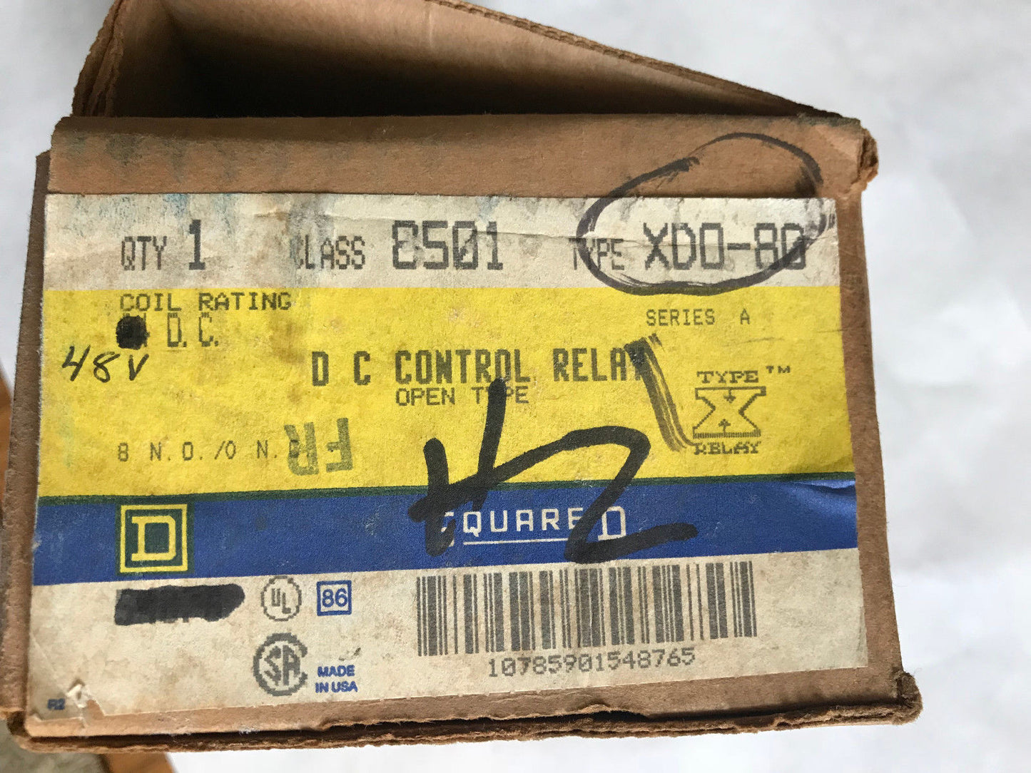 Square-D Xdo-80,Class 8501 Type Xd0 80 Control Relay Type Xd Eight Poles Max,Sa