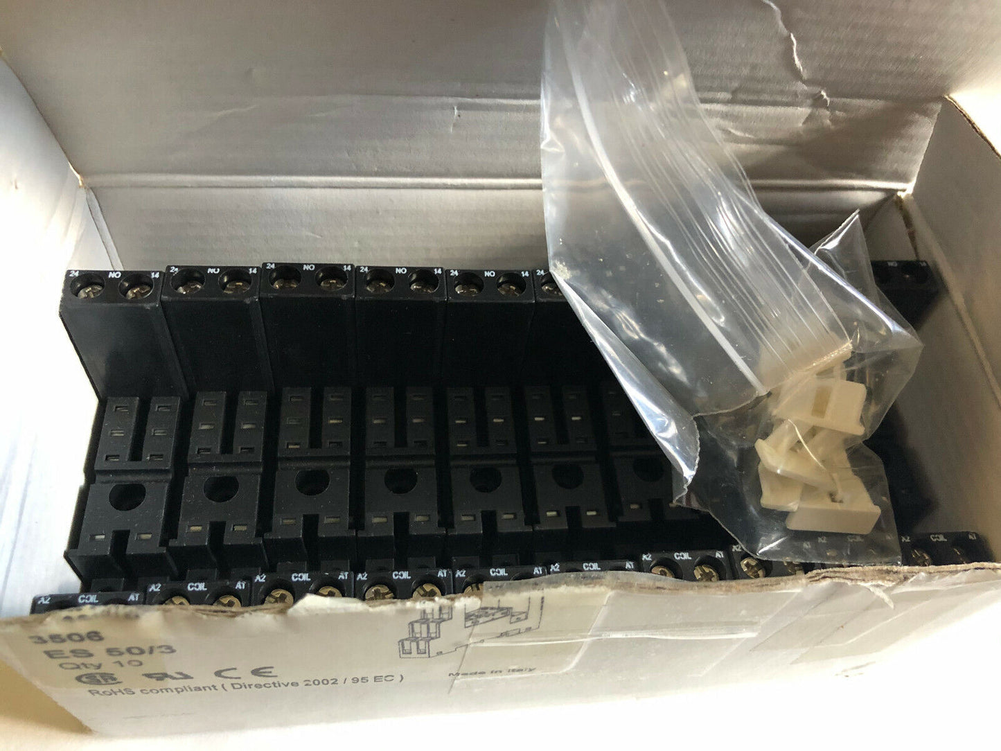 New Lot 10 Parajust Es-50/3 Relay Socket 1Nc/1No 10/12Amp 300Vac,Ag