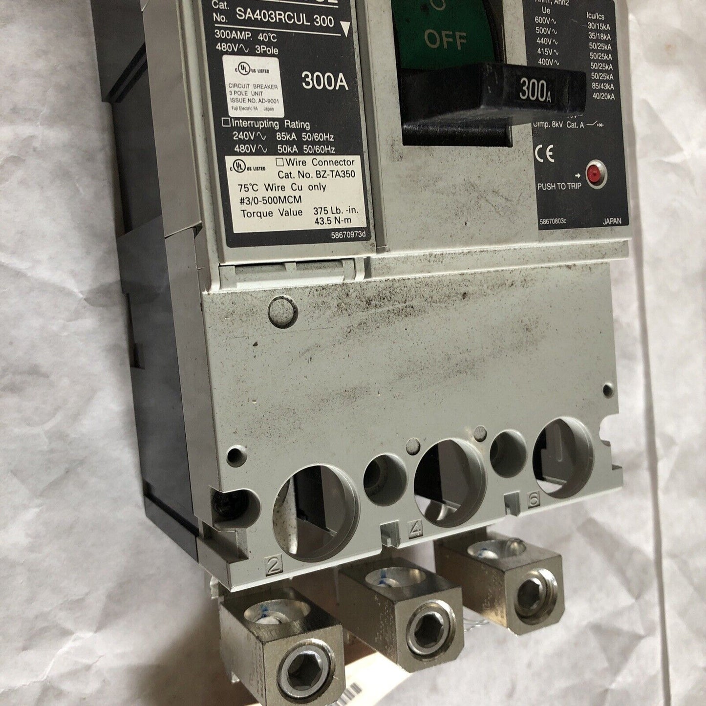 New Fuji Sa403rcul,Bz-Ta350,300A,3-Pole Circuit Fuji Auto Breaker,480V,Bd
