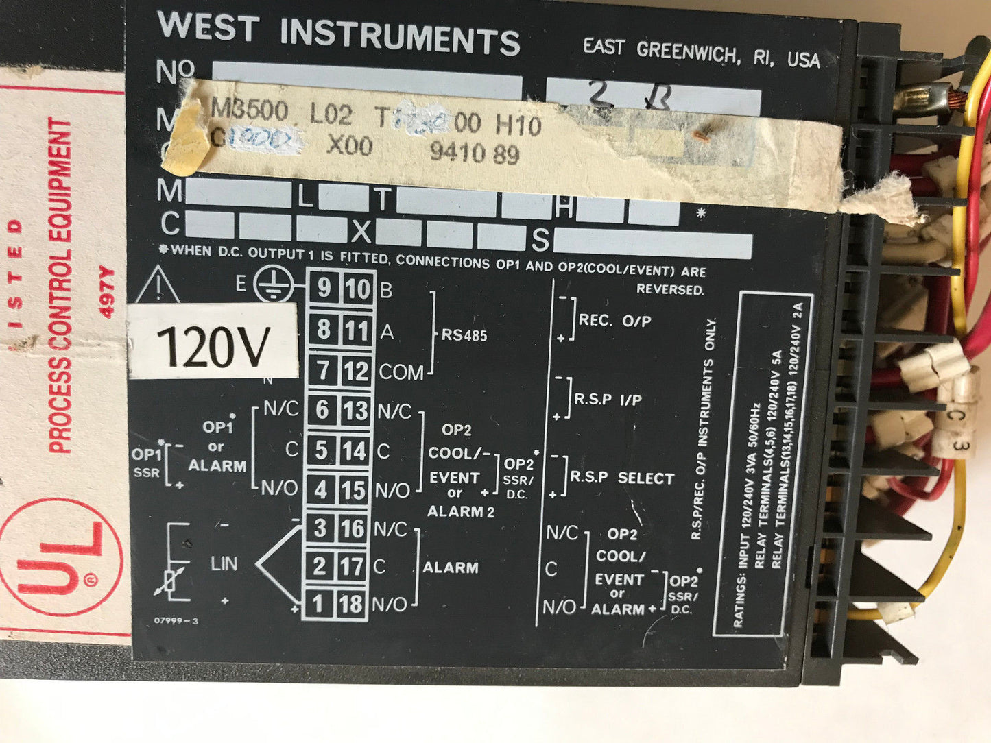 West Instruments M3500 L02 H10 Process Control Equipment 120V,M3500 L02 H10,Es