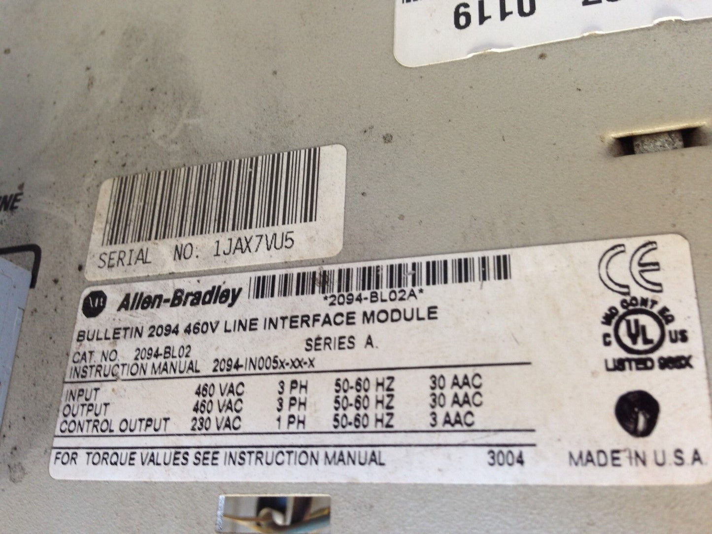 Allen Bradley 2094-Bl02,2094 Line Interface Module, 3-Phase, 460 V, 30 A,Tl
