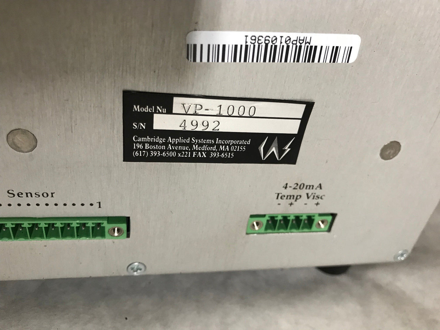 Cambridge Applied Systems Vp-1000 Viscosity Monitor ,Cambridge Vp-1000,Eo