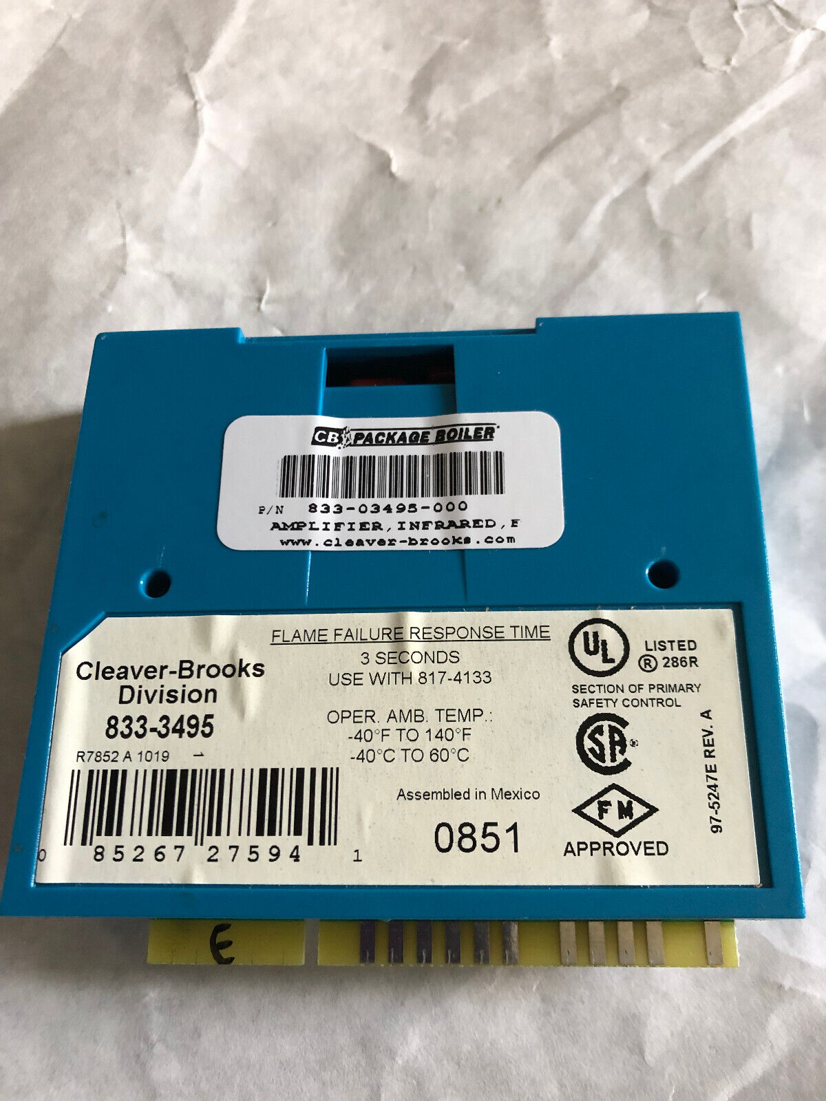 Cleaver Brooks 833-3495,Infrared Flame Amplifier,Sn,Av,Eu,Th