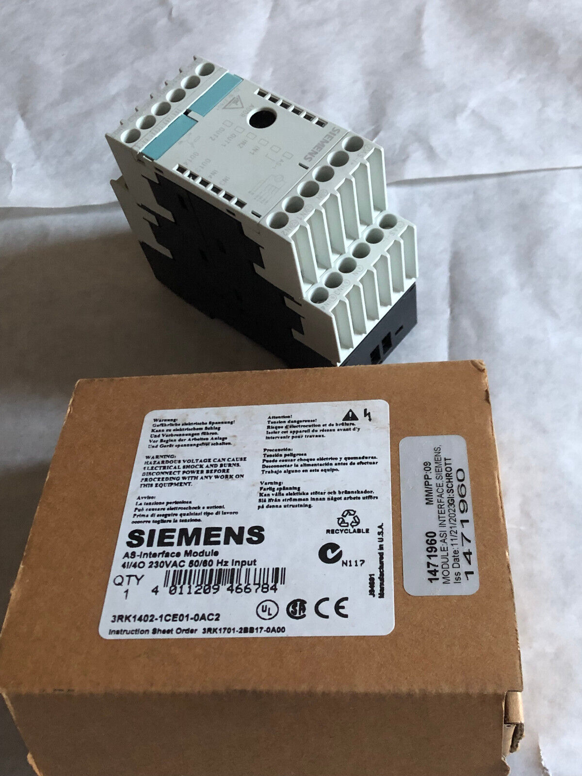 New Siemens 3Rk1402-1Ce01-0Ac2 230 Vac Actuator Sensor Slimline Module,Ad