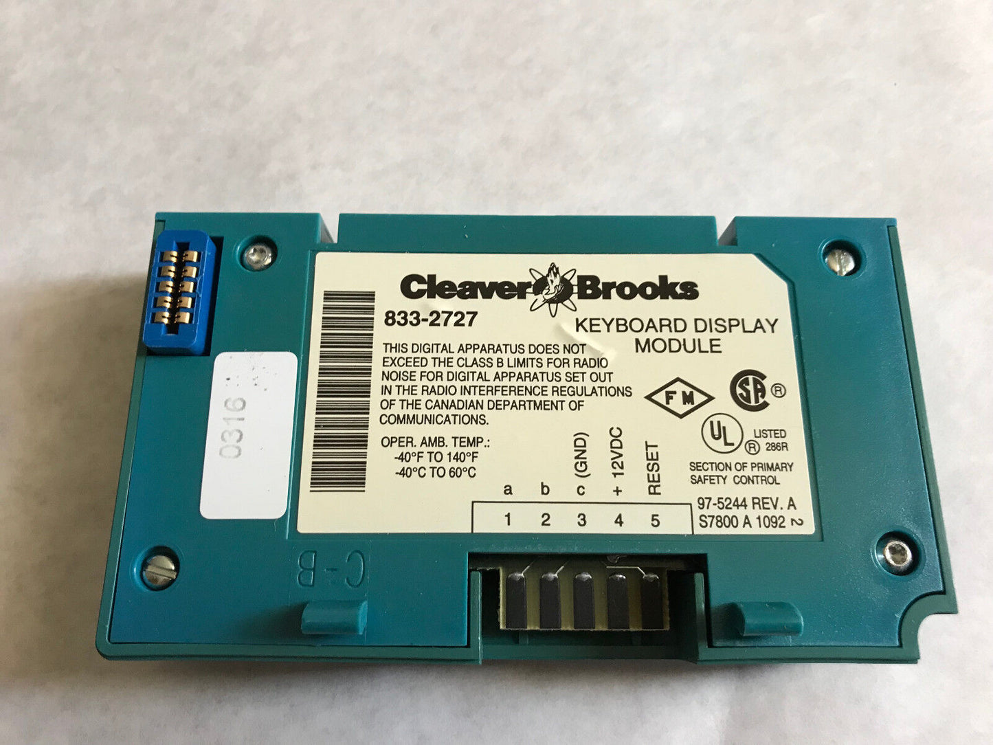 Cleaver Brooks 833-2727 Keyboard Display Module,Bm,Er,Cx,Et,Sc