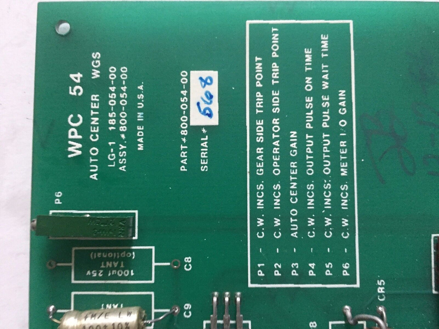 Web Printing Wpc 54, 800-054-00 Auto Center Wgs,Lg-1,185-054-00,Es