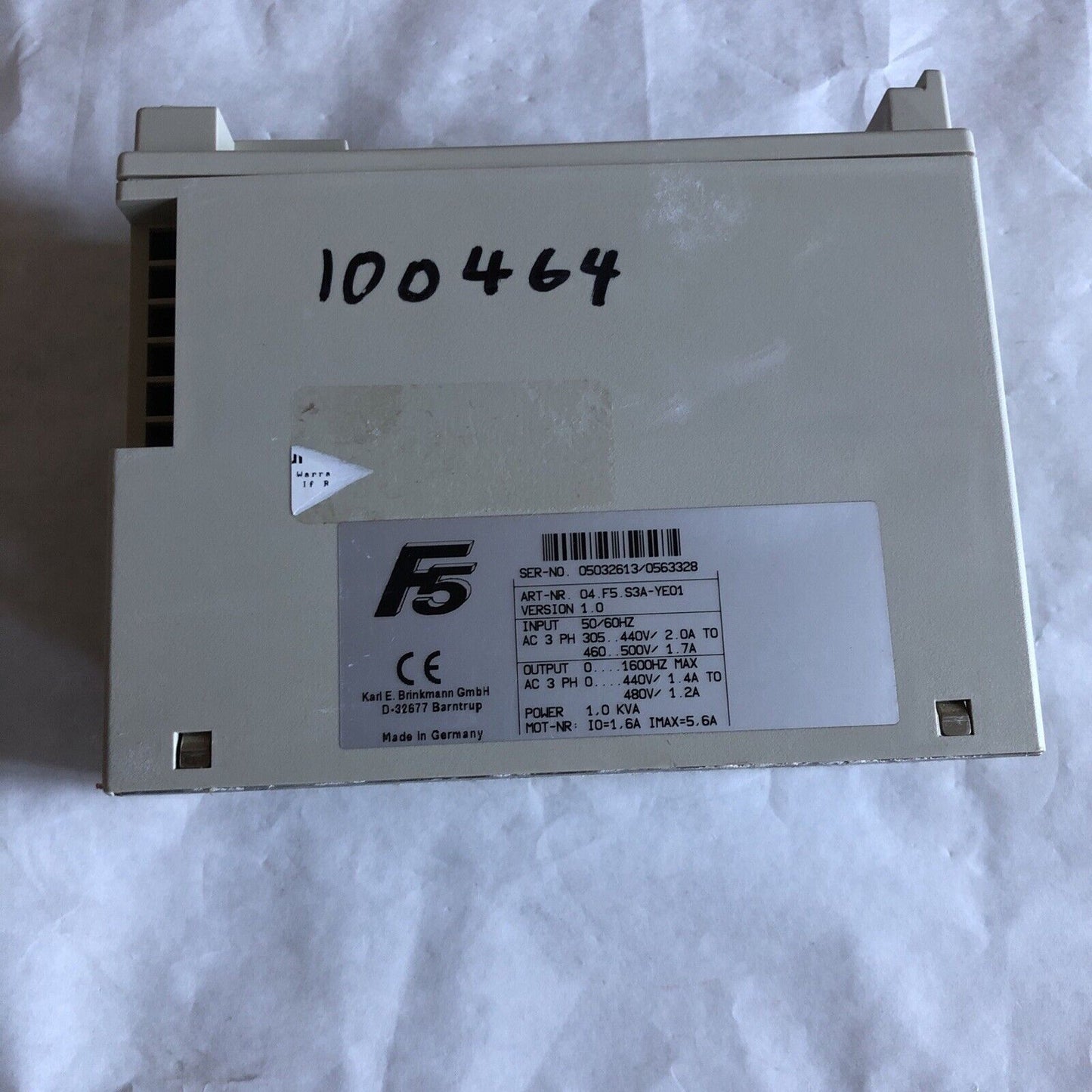 Kebco 04.F5.S3a-Ye01 Drive Inverter 300-500V 1.2-2.0Amp 50/60Hz 3Ph,Dd