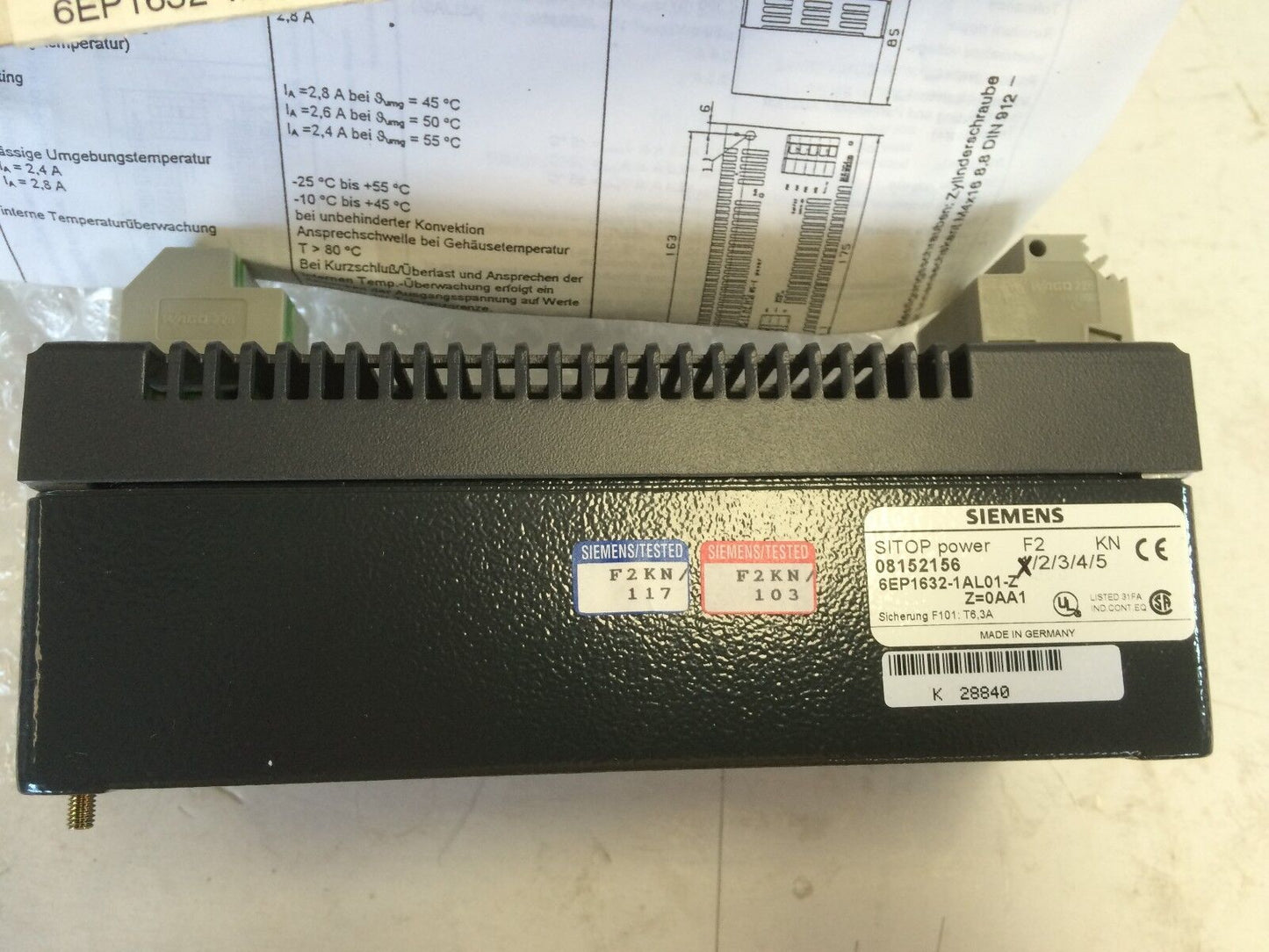 New Siemens Power Supply In-24V/4.2Amp Out-30V/2.8Amp Sitop 6Ep1632-1Al01-Z,By